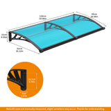 Grande tenda da sole per porta finestra lavandino in policarbonato 40x60 pollici 100x150 cm, elegante design del lavandino di drenaggio