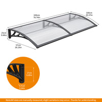 Polycarbonat Fenster Tür Markise Vordach 40x80 Zoll 100x200cm