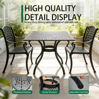 Black Aluminum Outdoor Bistro Dining Set 3-Piece