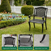 Black Aluminum Outdoor Bistro Dining Set 3-Piece