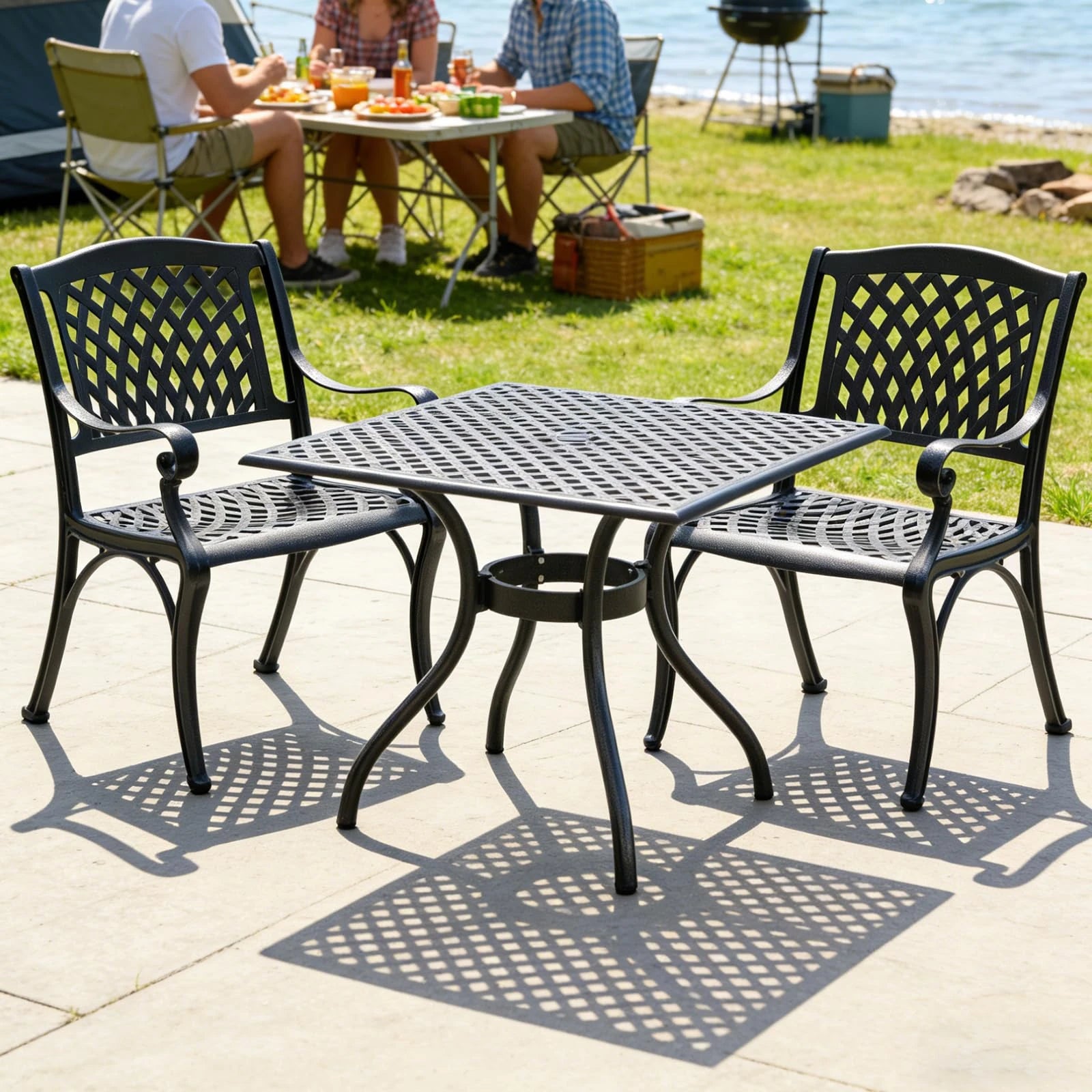 Black Aluminum Outdoor Bistro Dining Set 3-Piece