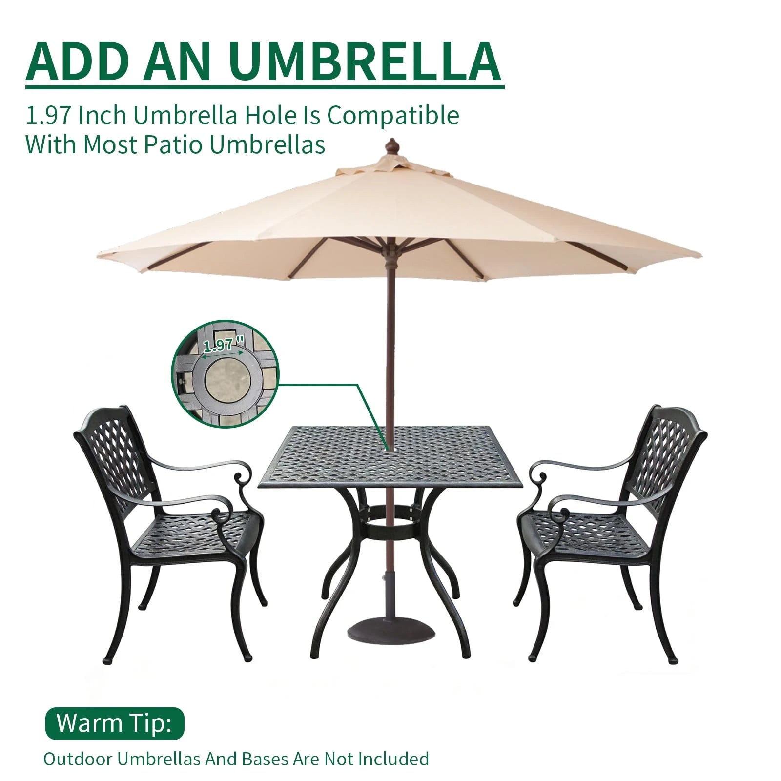 Black Aluminum Outdoor Bistro Dining Set 3-Piece