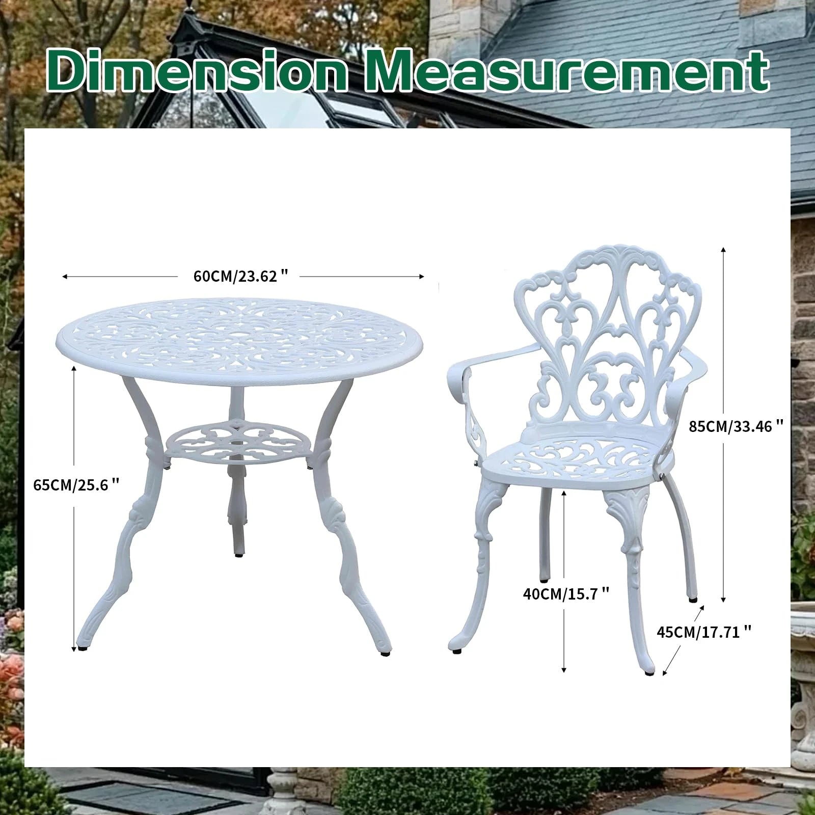 3-Piece Aluminum Outdoor Dining Set with Umbrella Hole