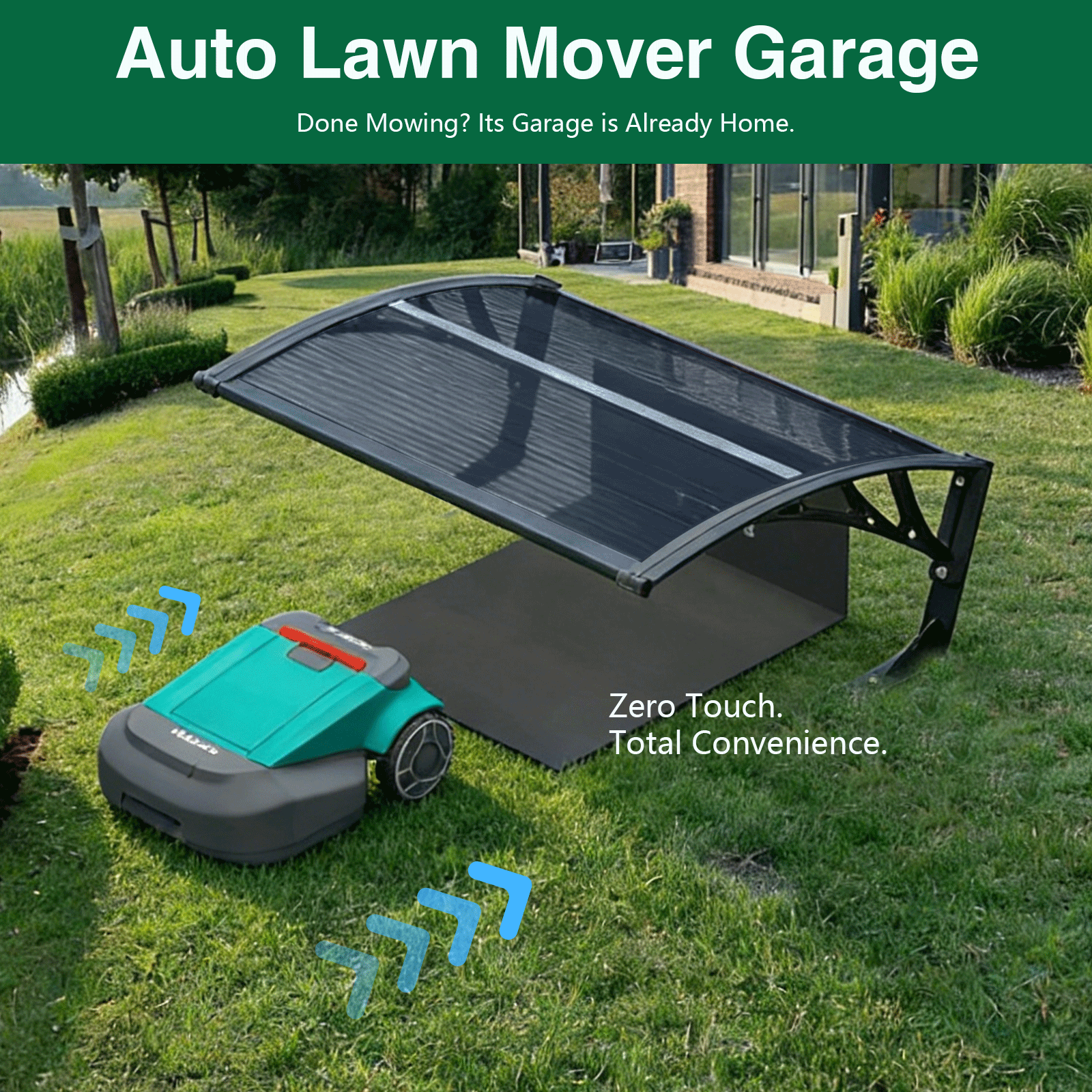 Dawninghome Robot Mower Garage Polycarbonate Panel Awning Canopy for Lawn Mover Rain Shelter