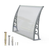 Dawninghome Polycarbonate Window Awning – DIY UV & Rain Shield for Porch and Entry（Grey Bracket Transparent Board