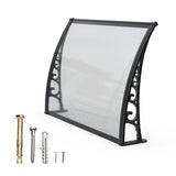 Dawninghome Polycarbonate Window Awning – DIY UV & Rain Shield for Porch and Entry（Black Bracket Transparent Board）