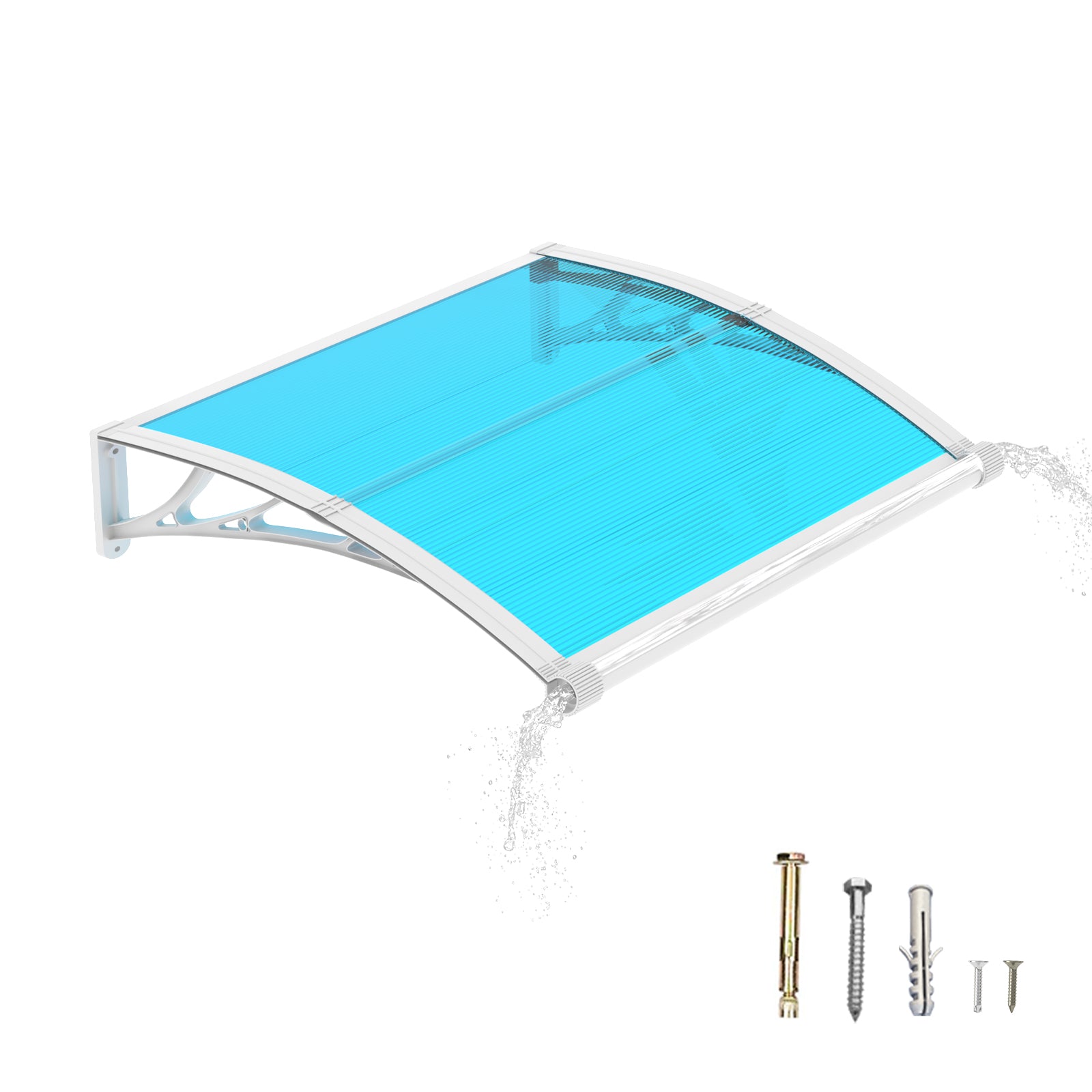 Door Awning Canopy with Drainage, Polycarbonate Exterior Door & Window Awning, UV Rain Snow Protection for Porch Patio Entrance