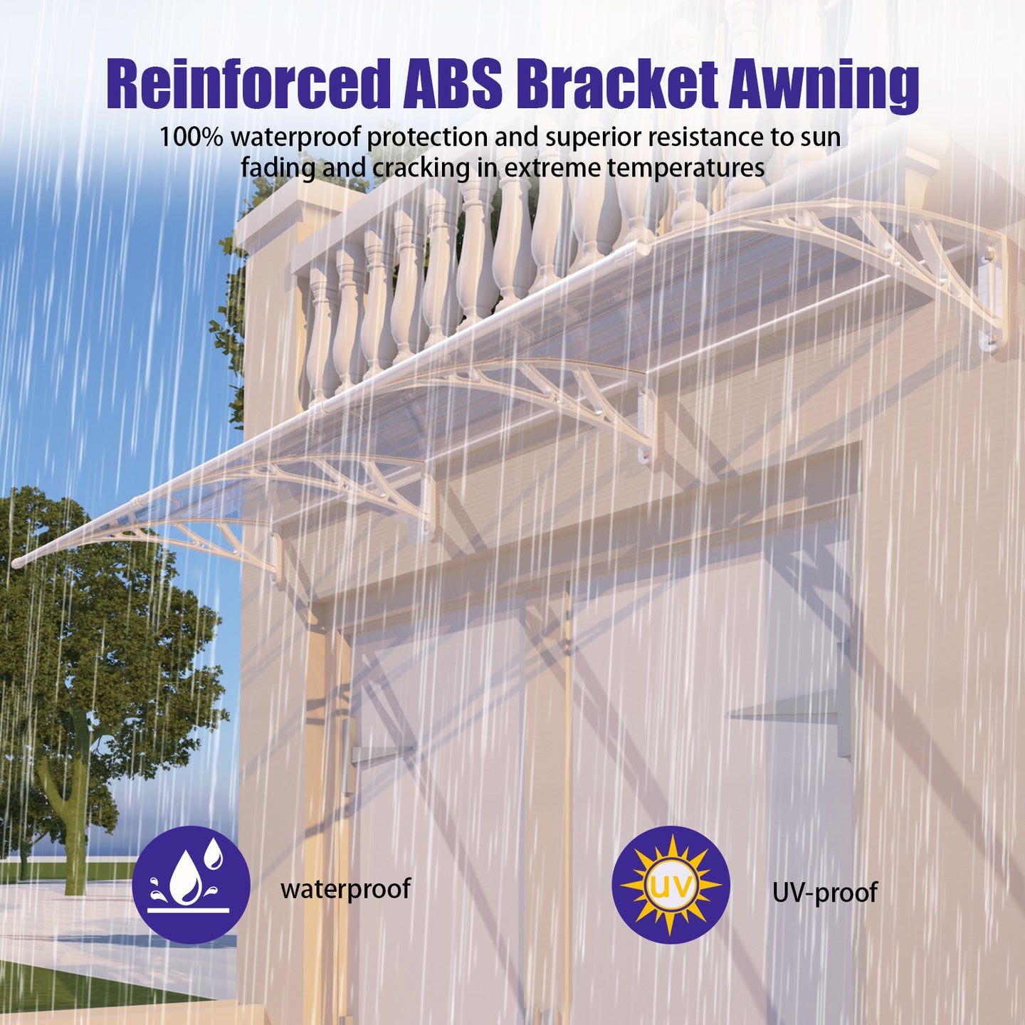 Awning for Door Entrance & Patio – Durable Polycarbonate Window & Door Canopy for UV, Rain & Snow Protection