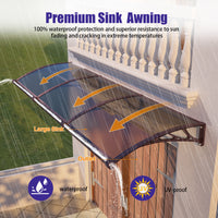 Door Awning Canopy with Drainage, Polycarbonate Exterior Door & Window Awning, UV Rain Snow Protection for Porch Patio Entrance