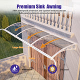 Open Box – Door Awning Canopy with Built-in Drainage, Polycarbonate Outdoor Cover for Entrance, Porch & Patio Protection
