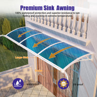 Door Awning Canopy with Drainage, Polycarbonate Exterior Door & Window Awning, UV Rain Snow Protection for Porch Patio Entrance