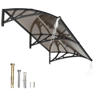 Dawning Home Window Awning Door Canopy – Polycarbonate Hollow Sheet with ABS Bracket and Separate Drainage Sink