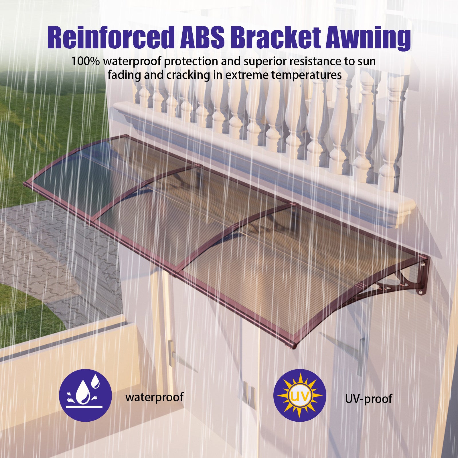 Awning for Door Entrance & Patio – Durable Polycarbonate Window & Door Canopy for UV, Rain & Snow Protection