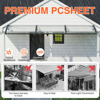 Dawninghome Polycarbonate Window Awning – DIY UV & Rain Shield for Porch and Entry（Black Bracket Transparent Board）