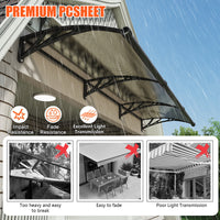 Dawning Home Window Awning Door Canopy – Polycarbonate Hollow Sheet with ABS Bracket and Separate Drainage Sink