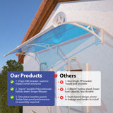 Door Awning Canopy with Drainage, Polycarbonate Exterior Door & Window Awning, UV Rain Snow Protection for Porch Patio Entrance