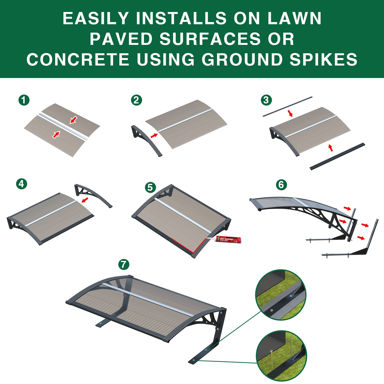 Dawninghome Robot Mower Garage Polycarbonate Panel Awning Canopy for Lawn Mover Rain Shelter