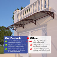 Awning for Door Entrance & Patio – Durable Polycarbonate Window & Door Canopy for UV, Rain & Snow Protection
