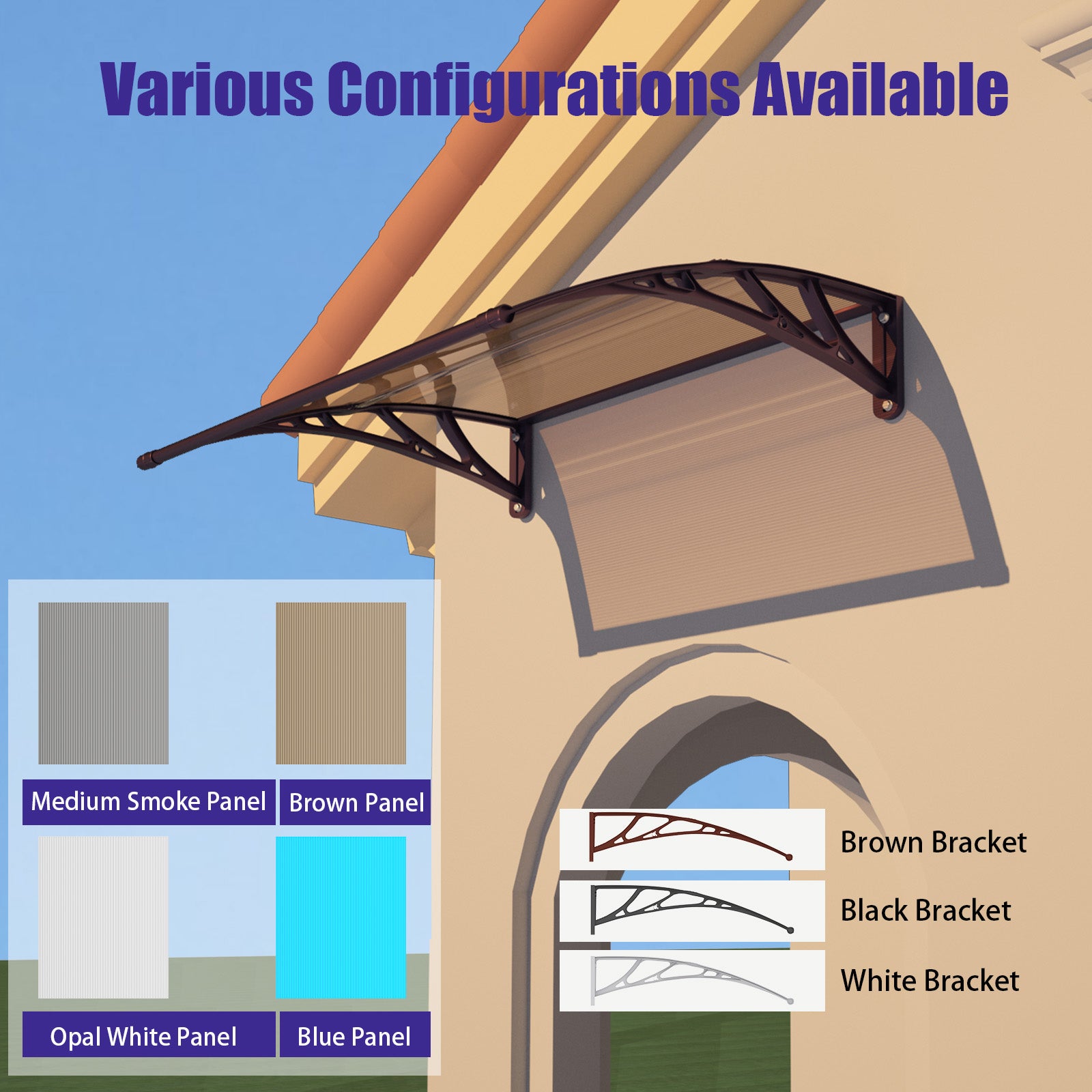 Awning for Door Entrance & Patio – Durable Polycarbonate Window & Door Canopy for UV, Rain & Snow Protection