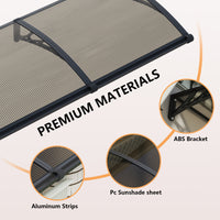 Dawning Home Window Awning Door Canopy – Polycarbonate Hollow Sheet with ABS Bracket and Separate Drainage Sink