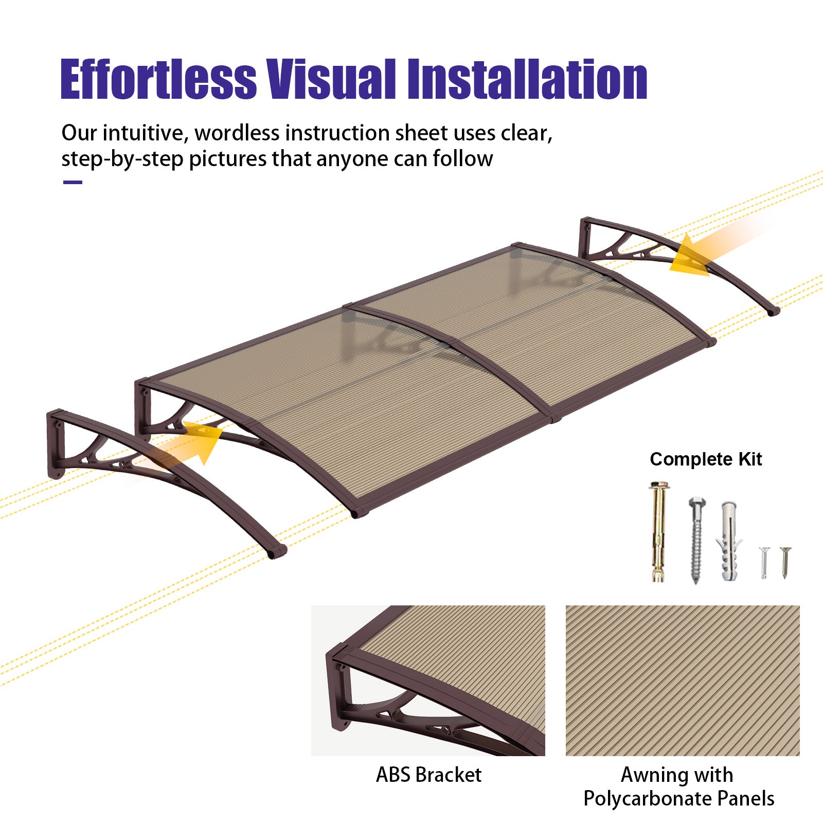 Awning for Door Entrance & Patio – Durable Polycarbonate Window & Door Canopy for UV, Rain & Snow Protection
