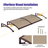 Door Awning Canopy with Drainage, Polycarbonate Exterior Door & Window Awning, UV Rain Snow Protection for Porch Patio Entrance