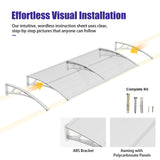 Awning for Door Entrance & Patio – Durable Polycarbonate Window & Door Canopy for UV, Rain & Snow Protection