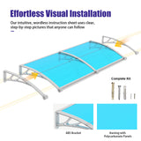 Door Awning Canopy with Drainage, Polycarbonate Exterior Door & Window Awning, UV Rain Snow Protection for Porch Patio Entrance