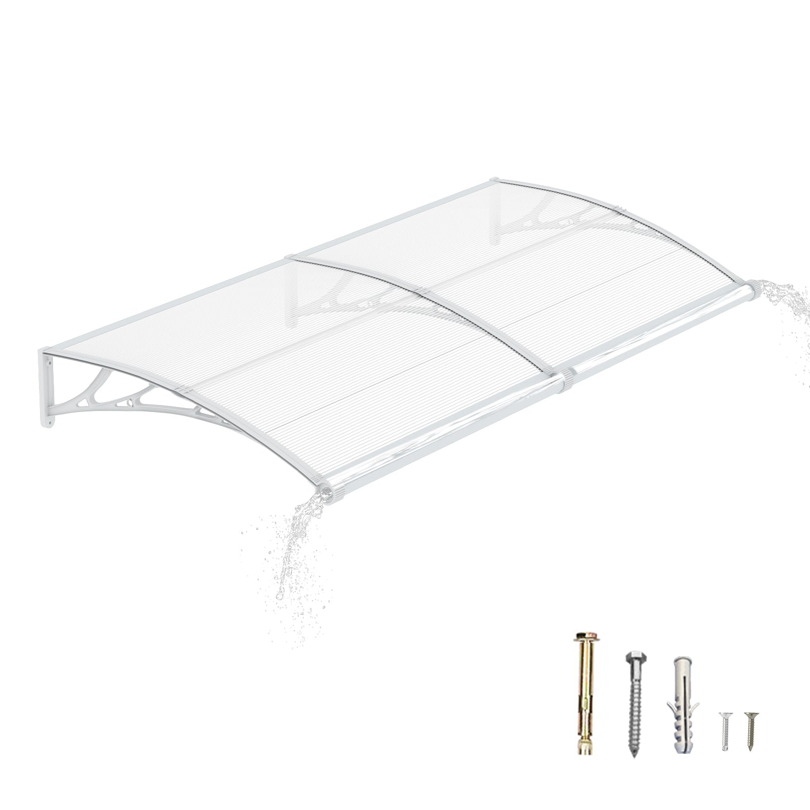 Door Awning Canopy with Drainage, Polycarbonate Exterior Door & Window Awning, UV Rain Snow Protection for Porch Patio Entrance