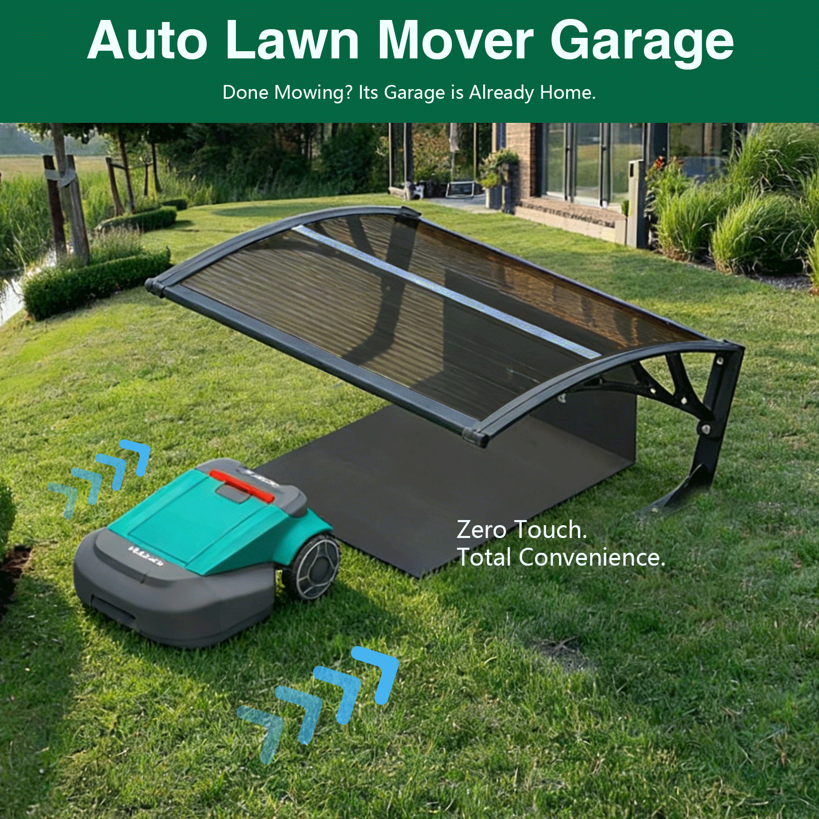 Dawninghome Robot Mower Garage Polycarbonate Panel Awning Canopy for Lawn Mover Rain Shelter