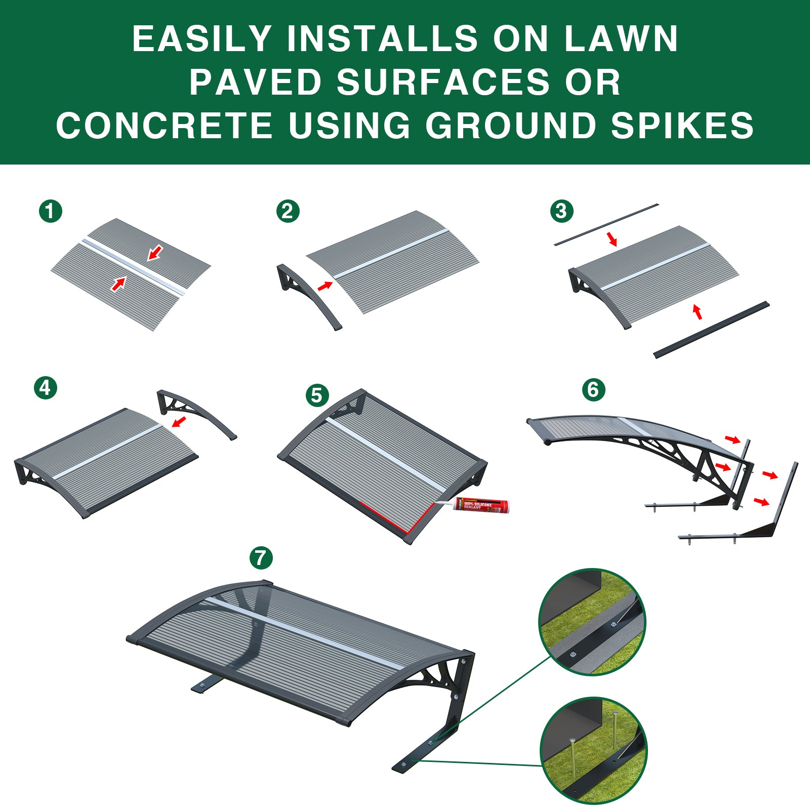 Dawninghome Robot Mower Garage Polycarbonate Panel Awning Canopy for Lawn Mover Rain Shelter