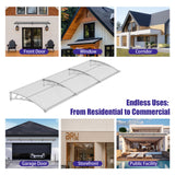 Open Box – Door Awning Canopy with Built-in Drainage, Polycarbonate Outdoor Cover for Entrance, Porch & Patio Protection