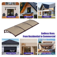 Door Awning Canopy with Drainage, Polycarbonate Exterior Door & Window Awning, UV Rain Snow Protection for Porch Patio Entrance