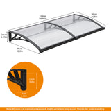 Grande tenda da sole per finestra e porta con lavello, copertura in policarbonato, 32x60 pollici, 80x150 cm, elegante design per lavello di drenaggio