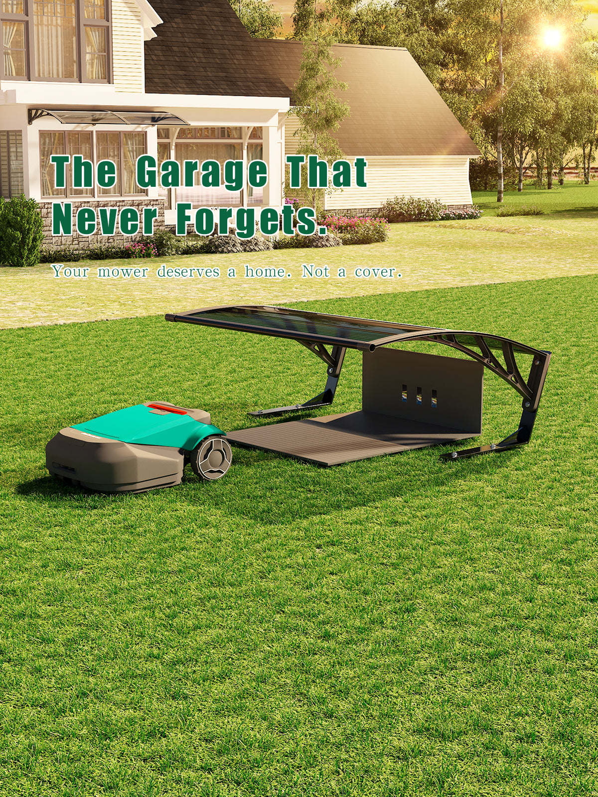 Dawninghome Robot Mower Garage Polycarbonate Panel Awning Canopy for Lawn Mover Rain Shelter