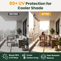 Manual Retractable Awning for Patio Door & Window – Adjustable Waterproof UV Protection Outdoor Canopy for Balcony, Garden & Backyard