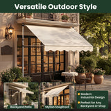 Manual Retractable Awning for Patio Door & Window – Adjustable Waterproof UV Protection Outdoor Canopy for Balcony, Garden & Backyard