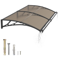 Toldo para puerta y ventana de gran tamaño con cubierta de policarbonato de 32 x 80 pulgadas (80 x 200 cm), elegante diseño de drenaje para fregadero