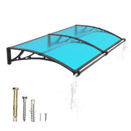 Toldo para puerta y ventana de gran tamaño con cubierta de policarbonato de 32 x 80 pulgadas (80 x 200 cm), elegante diseño de drenaje para fregadero