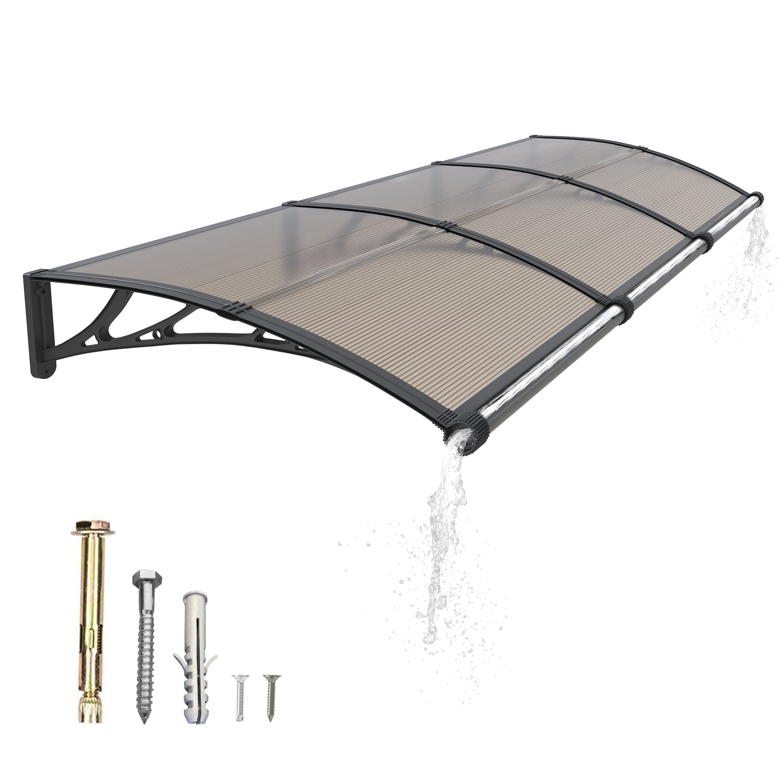 Large Sink Window Door Awning Canopy Polycarbonate Cover 32x120 inches 80x300cm, Stylish Drainage Sink Design