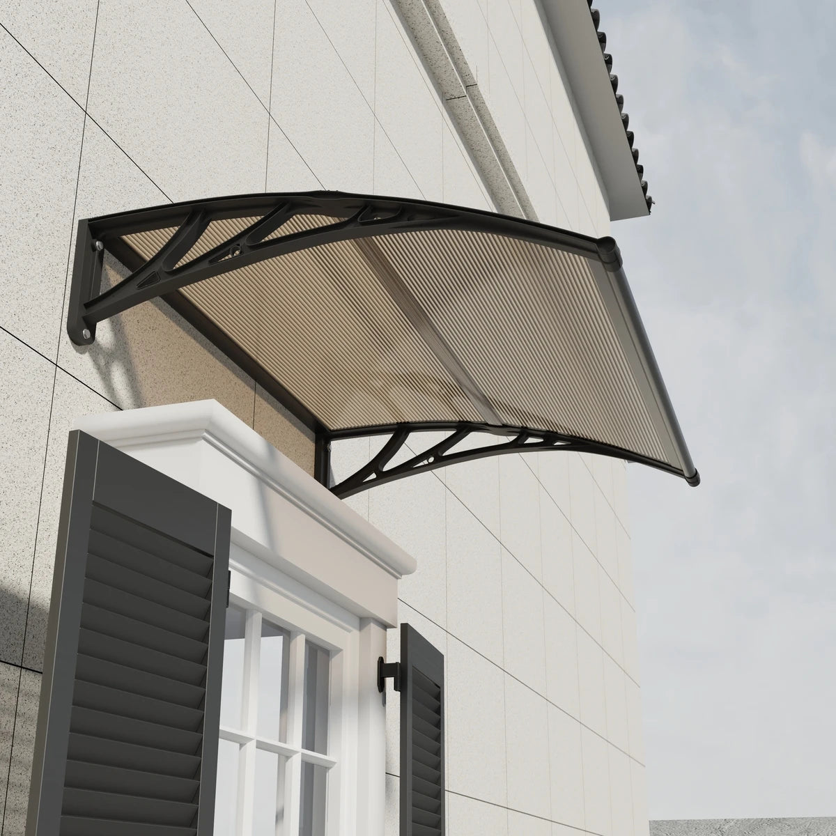 GUANSU-CN Toldo para puerta de ventana, toldo exterior para puerta de entrada de policarbonato UPF 50+, toldo para ventana exterior, toldo para alero de puerta delantera, lámina hueca
