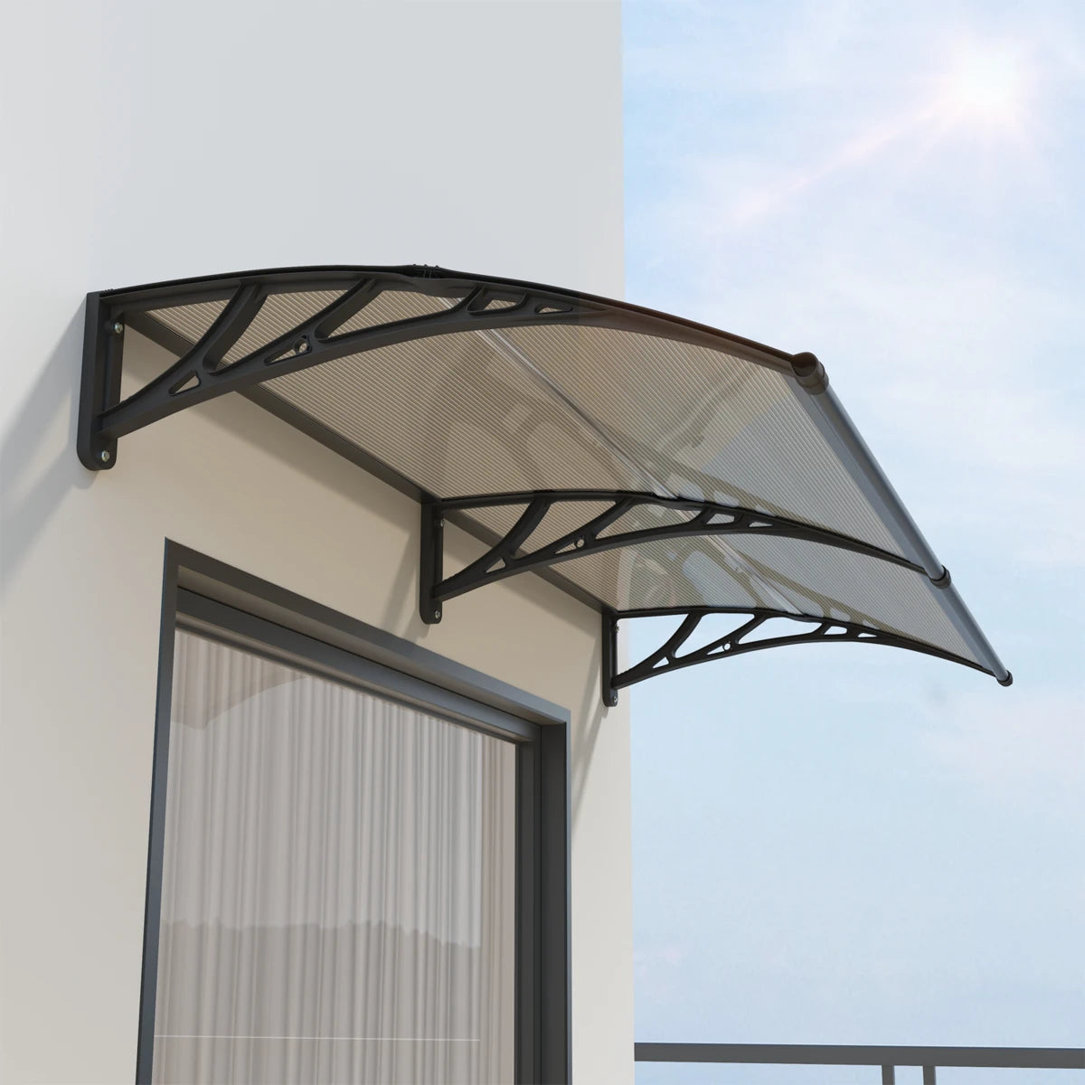 GUANSU-CN Toldo para puerta de ventana, toldo exterior para puerta de entrada de policarbonato UPF 50+, toldo para ventana exterior, toldo para alero de puerta delantera, lámina hueca