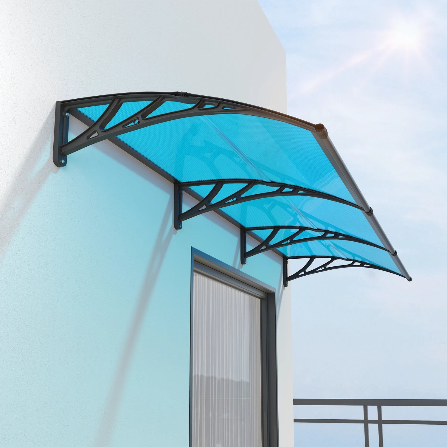 GUANSU-CN Toldo para puerta de ventana, toldo exterior para puerta de entrada de policarbonato UPF 50+, toldo para ventana exterior, toldo para alero de puerta delantera, lámina hueca