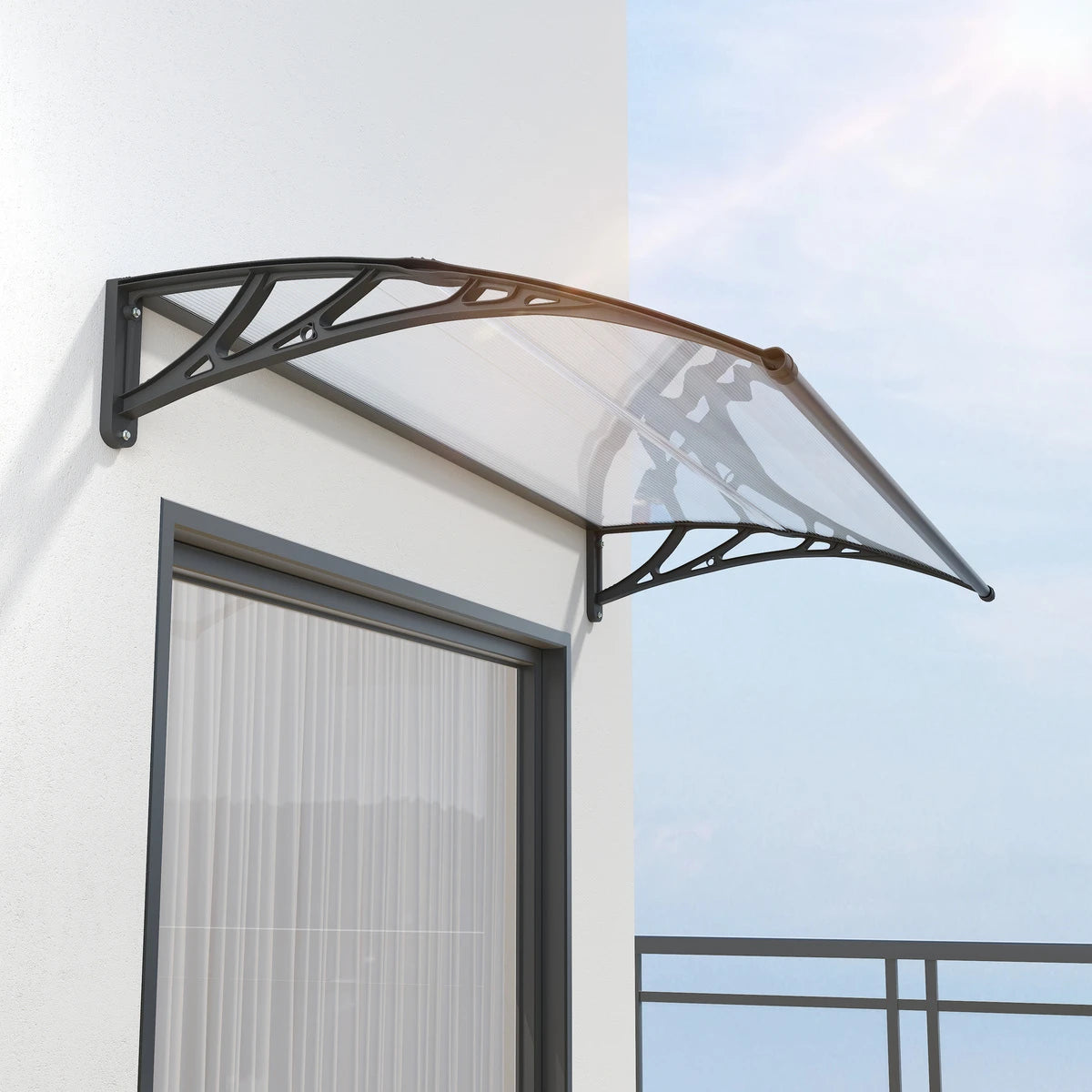 GUANSU-CN Toldo para puerta de ventana, toldo exterior para puerta de entrada de policarbonato UPF 50+, toldo para ventana exterior, toldo para alero de puerta delantera, lámina hueca