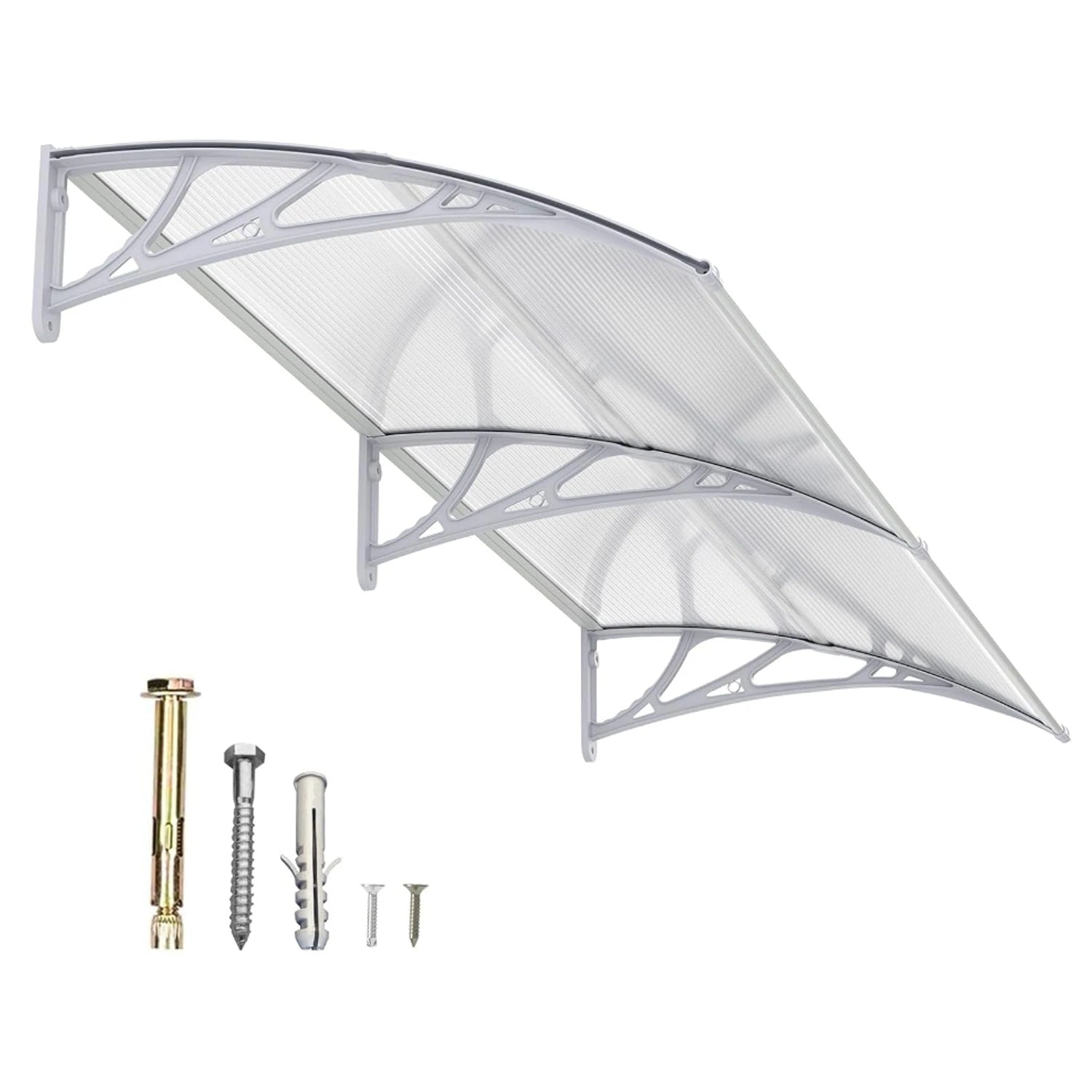 Dawninghome Window Door Awning Canopy, UPF 50+ Polycarbonate Entry Door Outdoor Window Awning Exterior, Front Door Overhang Awning Hollow Sheet