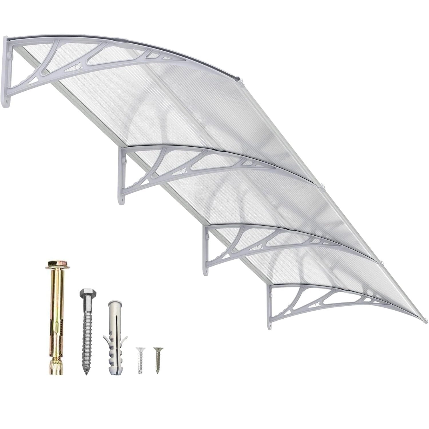 Dawninghome Window Door Awning Canopy, UPF 50+ Polycarbonate Entry Door Outdoor Window Awning Exterior, Front Door Overhang Awning Hollow Sheet