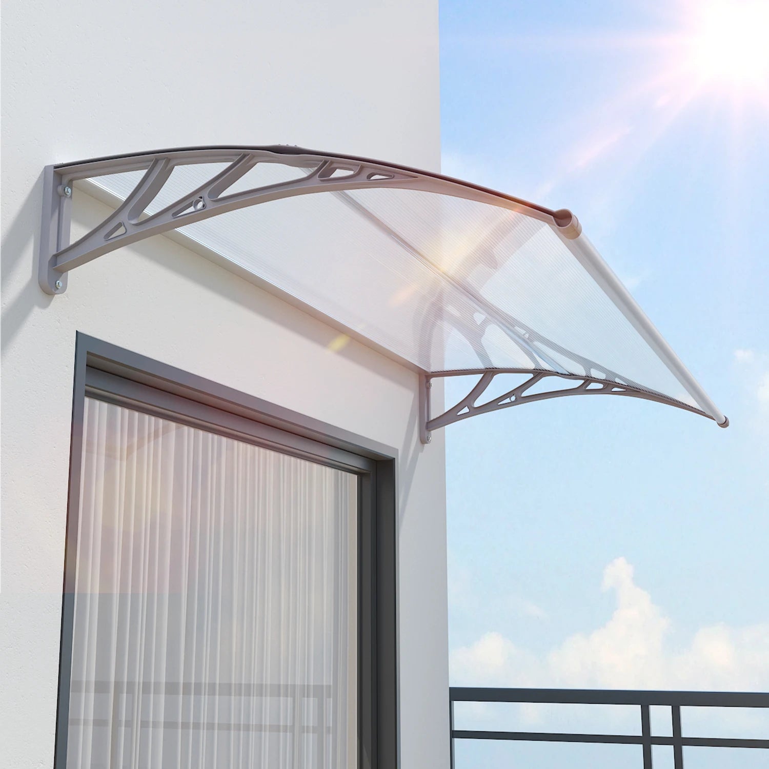GUANSU-CN Toldo para puerta de ventana, toldo exterior para puerta de entrada de policarbonato UPF 50+, toldo para ventana exterior, toldo para alero de puerta delantera, lámina hueca