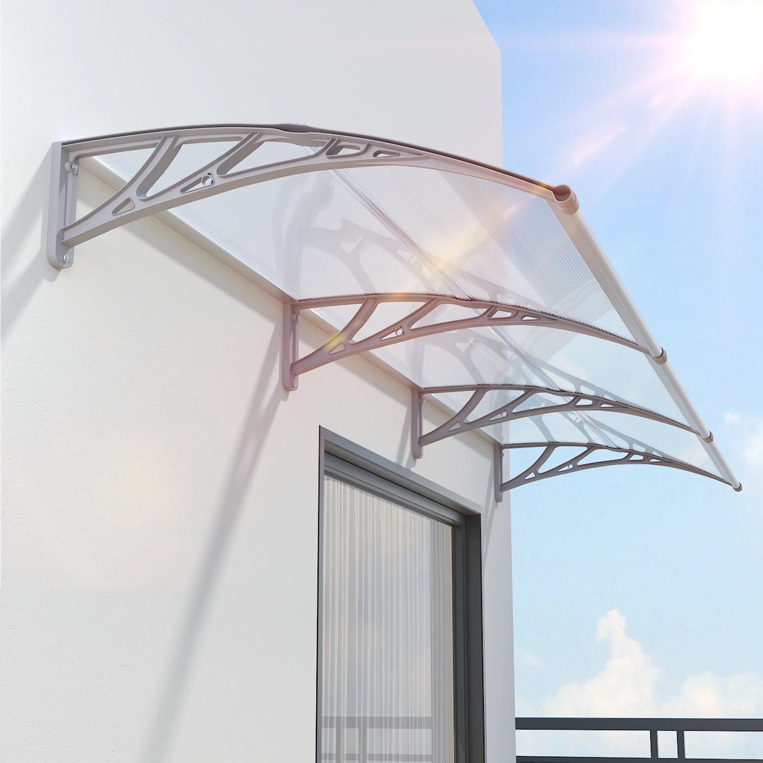 GUANSU-CN Toldo para puerta de ventana, toldo exterior para puerta de entrada de policarbonato UPF 50+, toldo para ventana exterior, toldo para alero de puerta delantera, lámina hueca
