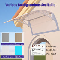 Open Box - 60'' Extension Door & Window Awning Canopy – Transparent Polycarbonate with White Frame, UV & Rain Protection for Porch and Patio