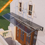 Open Box - 48'' Extension Door & Window Awning Canopy – Smoke Grey Polycarbonate with Black Frame, UV & Rain Protection for Porch and Patio